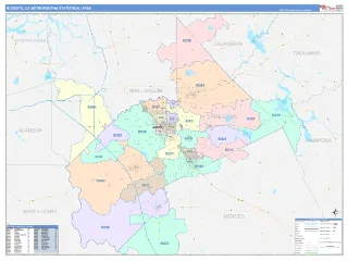 Modesto Metro Area ColorCast style ZIP Code wall map