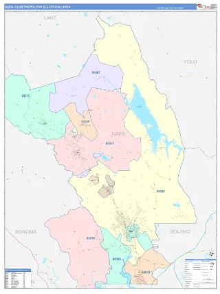 Napa Metro Area ColorCast style ZIP Code wall map