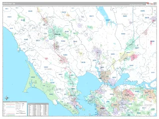 North Bay Metro Area Classic style ZIP Code wall map