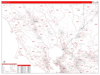 North Bay Metro Area RedLine style ZIP Code wall map
