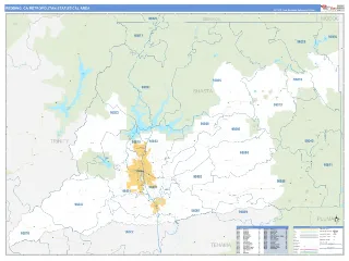 Redding Metro Area Business Reference style ZIP Code wall map