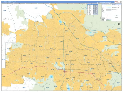 San Fernando Valley metro area map