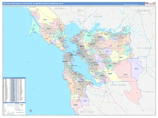 San Francisco–Oakland–Hayward Metro Area ColorCast style ZIP Code wall map