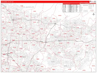 San Gabriel Valley Metro Area RedLine style ZIP Code wall map