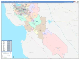 San Jose-Sunnyvale-Santa Clara Metro Area ColorCast style ZIP Code wall map