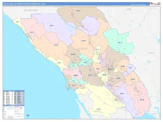 Santa Rosa Metro Area ColorCast style ZIP Code wall map