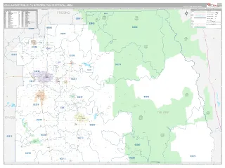Visalia-Porterville Metro Area Classic style ZIP Code wall map