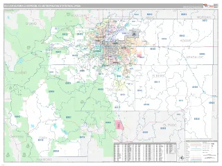 Denver-Aurora-Lakewood Metro Area Classic style ZIP Code wall map