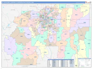 Denver-Aurora-Lakewood Metro Area ColorCast style ZIP Code wall map