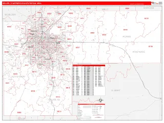 Denver Metro Area RedLine style ZIP Code wall map