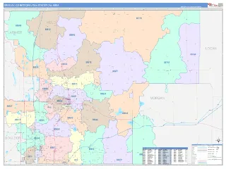 Greeley Metro Area ColorCast style ZIP Code wall map
