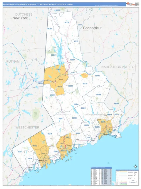 Bridgeport-Stamford-Norwalk metro area map