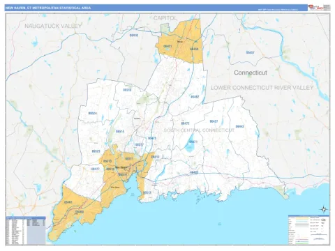 New Haven-Milford metro area map