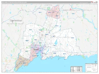 New Haven-Milford Metro Area Classic style ZIP Code wall map