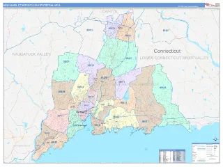 New Haven-Milford Metro Area ColorCast style ZIP Code wall map