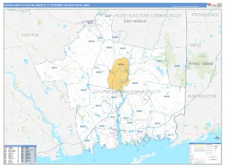 Norwich-New London Metro Area Business Reference style ZIP Code wall map