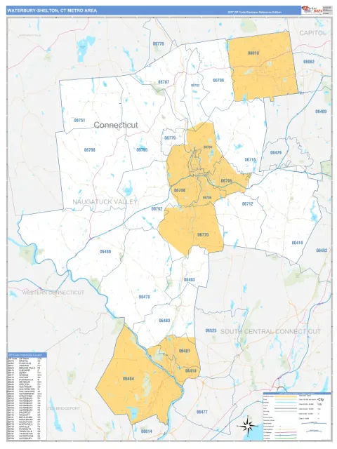 Waterbury metro area map