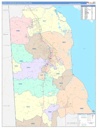 Dover Metro Area ColorCast style ZIP Code wall map