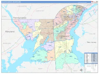 Wilmington-Newark Metro Area ColorCast style ZIP Code wall map