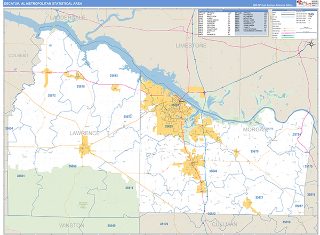 Decatur metro area ZIP Code wall map in the Business Reference Style