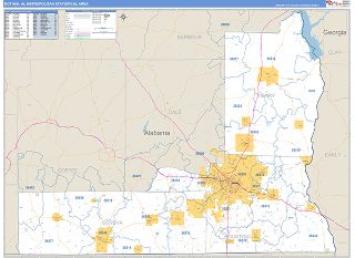 Dothan metro area ZIP Code wall map in the Business Reference Style