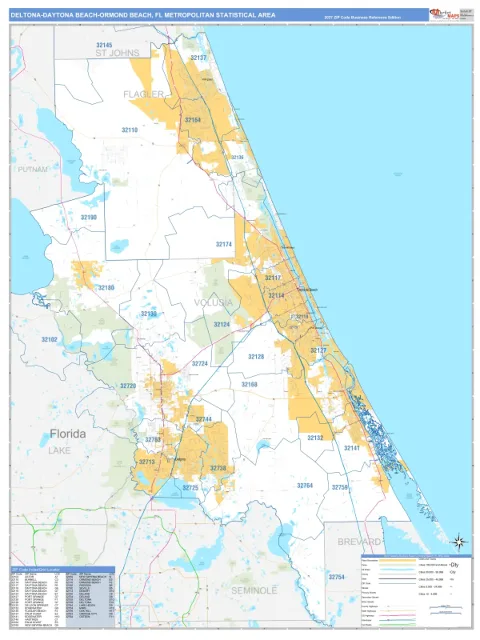 Deltona-Daytona Beach-Ormond Beach metro area map