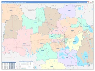Gainesville Metro Area ColorCast style ZIP Code wall map