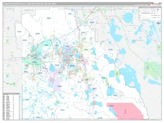 Lakeland-Winter Haven Metro Area Classic style ZIP Code wall map