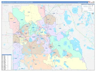 Lakeland-Winter Haven Metro Area ColorCast style ZIP Code wall map