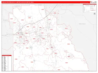 Lakeland-Winter Haven Metro Area RedLine style ZIP Code wall map
