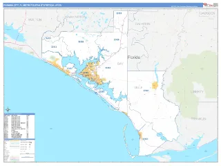 Panama City Metro Area Business Reference style ZIP Code wall map