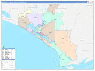 Panama City Metro Area ColorCast style ZIP Code wall map