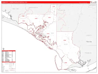 Panama City Metro Area RedLine style ZIP Code wall map