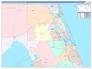 Port St. Lucie Metro Area ColorCast style ZIP Code wall map