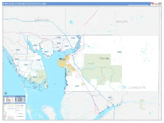 Punta Gorda Metro Area Business Reference style ZIP Code wall map