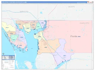 Punta Gorda Metro Area ColorCast style ZIP Code wall map