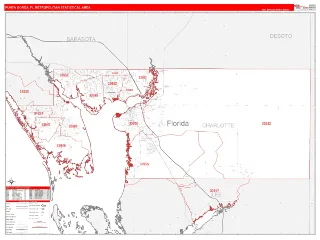 Punta Gorda Metro Area RedLine style ZIP Code wall map