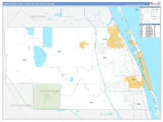 Sebastian-Vero Beach Metro Area Business Reference style ZIP Code wall map