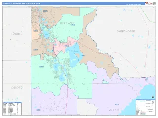 Sebring Metro Area ColorCast style ZIP Code wall map