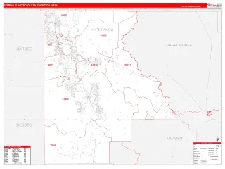 Sebring Metro Area RedLine style ZIP Code wall map