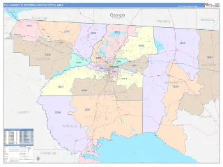 Tallahassee Metro Area ColorCast style ZIP Code wall map