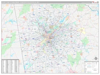 Atlanta-Sandy Springs-Roswell Metro Area Classic style ZIP Code wall map