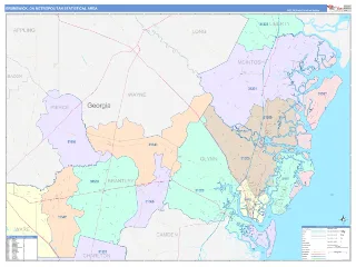 Brunswick Metro Area ColorCast style ZIP Code wall map