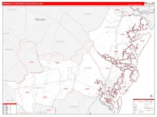 Brunswick Metro Area RedLine style ZIP Code wall map