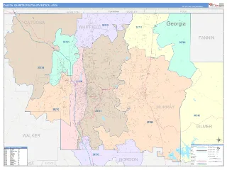 Dalton Metro Area ColorCast style ZIP Code wall map