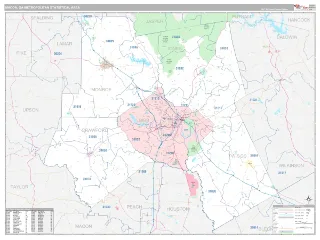 Macon Metro Area Classic style ZIP Code wall map