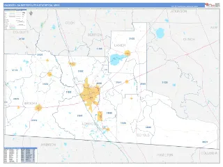 Valdosta Metro Area Business Reference style ZIP Code wall map
