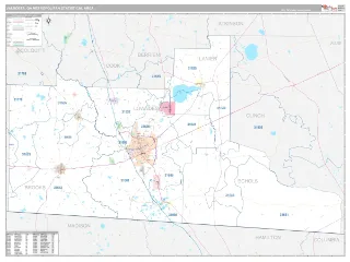 Valdosta Metro Area Classic style ZIP Code wall map
