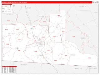 Valdosta Metro Area RedLine style ZIP Code wall map