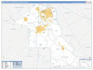 Warner Robins Metro Area Business Reference style ZIP Code wall map